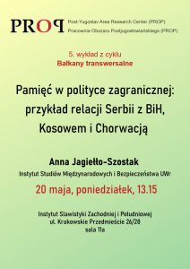 Zaproszenie na 5. wykład z cyklu Bałkany transwersalne